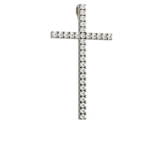 Diamond cross necklace pendant 14k white gold RP120-1