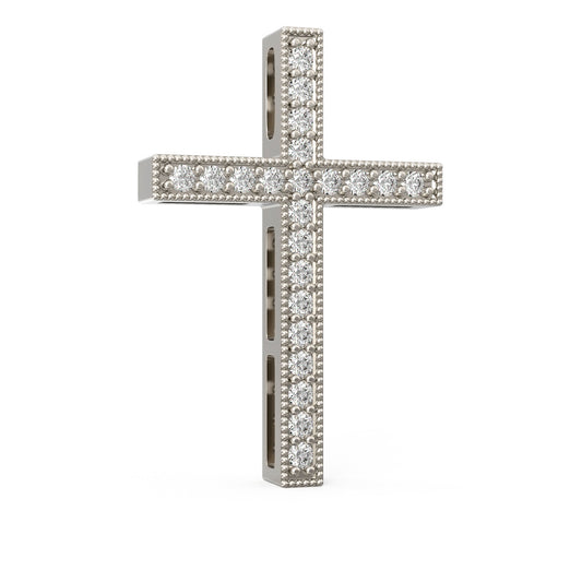 Diamond cross necklace pendant 14k white gold RP133-16