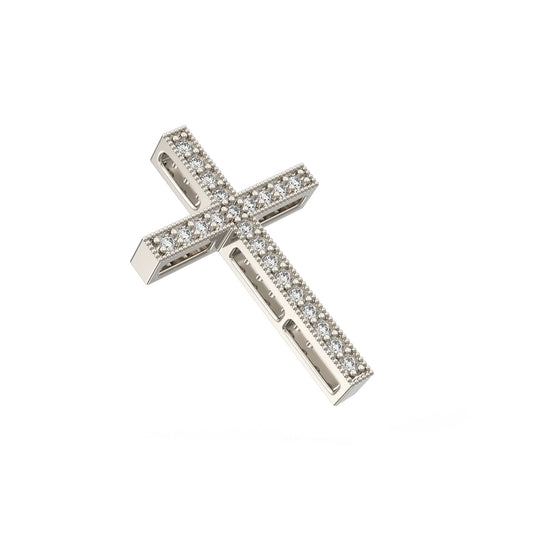 Diamond cross necklace pendant 14k white gold RP133-16