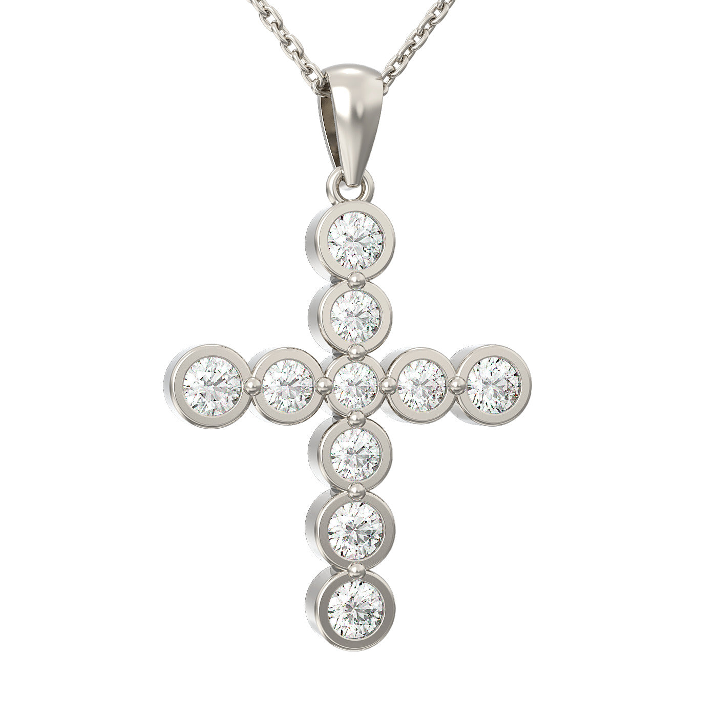 Diamond cross necklace pendant 14k white gold RP142-2